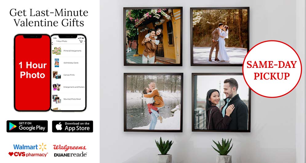 There is still time to order a custom gift for Valentines day with the 1 hour photo app
